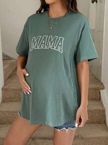 SHEIN Nursing Crew Neck Dolman Sleeve Letter Print Casual Summer Top Vacation Outfits Graphic Tees