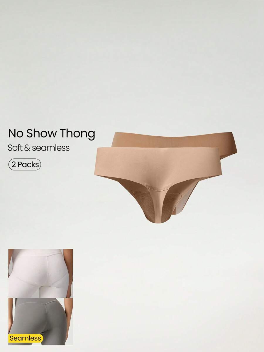 GLOWMODE 2 bucăți de lenjerie intimă tanga ușoară, respirabilă, cu talie joasă, fără cusături, pentru antrenament zilnic - Multicolor - Vizualizare 1