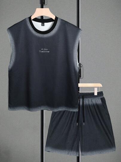 Manfinity Homme Men's Fashion Tank Top And Shorts Set, Suitable For Summer