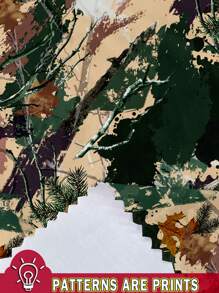 SHEIN SXY Plus Size Casual Plant Camouflage Straight Pants For Women Spring And Autumn Bottoms