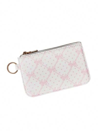 Kawaii Monedero/portacartas con estampado de mariposas tierno y dulce, con correa, en estilo femenino