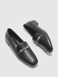 CUCCOO BIZCHIC 女式黑色方头舒适休闲日常百搭平底一脚蹬乐福鞋 - 黑色 - 查看 6