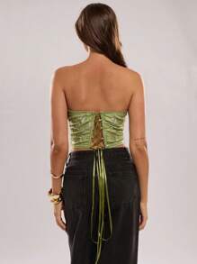 SHEIN BAE Top tubo sin mangas con lentejuelas florales brillantes para mujer, adecuado para club, fiesta, graduación, top con lentejuelas, top para salir, tops de verano, top lindo