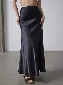 Heiryn Women Plain Color Fashion Skirt Suitable For Summer - Black - View 7
