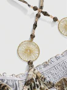 ROMWE Hippie Y2K 嬉皮豹纹与金箔倒三角下摆女式上衣 - 彩色 - 查看 3