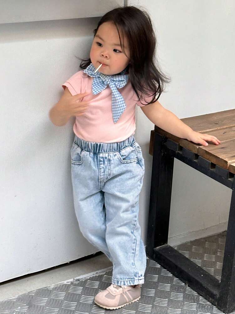 Baby Girl Loose Straight Butterfly Cute Denim Pants, Toddler Fall Clothes
