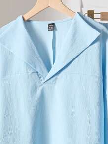 Women's New Casual Loose Lapel Blue Shirt Top And Pants 2 Pieces Set, Spring/Summer Daily Wear Mommy And Me Matching Outfits (3 Sets Sold Separately), Modest