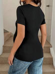 SHEIN T-shirt de maternité à manches courtes et col rond, pour l'été