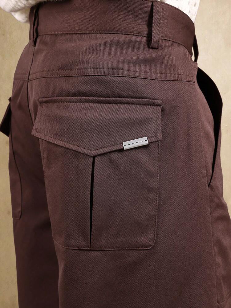 Wide Leg Baggy Twill Knee Length Cargo Shorts