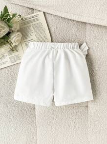 Souflis Souflis Baby Girl Infant Toddler 0-3Y Spring Summer New Arrival All-Match Versatile Casual Simple White/Beige Bow Skort - White - View 2