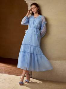 MOTF PREMIUM APPLIQUES SPLIT THIGH DRESS