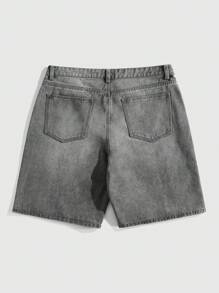 ROMWE MEN Street Life Colorful Diamond Print Loose Fit Men's Denim Shorts - Grey - View 4