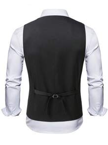 Manfinity Mode Men's Patchwork Color Block Vest, Fashionable For Summer - Black - View 2