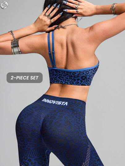 Innovista Bộ đồ tập thể dục liền mạch họa tiết da báo, hỗ trợ cao, họa tiết động vật hoang dã, nhanh khô, thích hợp cho yoga, pilates, tập luyện HIIT, từ văn phòng đến phòng tập, quần bó sát, chạy bộ, trang phục năng động mùa thu, áo ngực in họa tiết, áo thun, áo croptop, quần legging chống tia UV, chức năng, lưới thoáng khí, kiểm soát vùng bụng, nén, cardio, chạy bộ, tập thể dục ngoài trời, sức khỏe TT Viral, bộ đồ thể thao nữ, dây đeo lưng, phong cách tiện dụng.