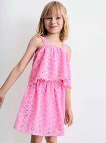 THE HAPPY LOOK Young Girl Sleeveless Embroidered Blouse And Embroidered Mini Skirt Sets