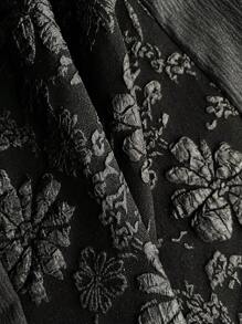 Vintamour Váy nữ thanh lịch cổ điển, váy ba lỗ chắp vá bằng vải jacquard có viền ô, màu trắng, mùa xuân/hè - màu đen - Xem 3