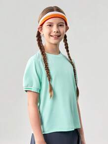 JNSQ T-shirt ample pour sports de plein air pour préadolescentes, T-shirt ample décontracté pour sports de plein air à col rond et colorblocking pour enfants