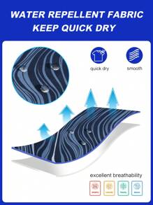 Manfinity Swimmode Men's Casual Printed Drawstring Pocket Beach Shorts, Summer - Navy Blue - View 3