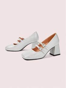 CUCCOO DOLLMOD 女士简约时尚休闲日常高跟鞋 - 銀色 - 查看 9