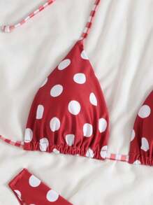 Swim Mod 2 pezzi Bikini sexy con stampa a pois, modello alagoscollo, senza schienale e con taglio alto, adatto per l'estate