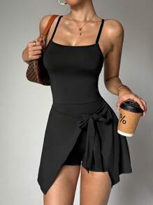 Slayform 2-In-1 Spring/Summer Sleeveless Backless Sports Dress With Lining Weight Loss - Black - View 5