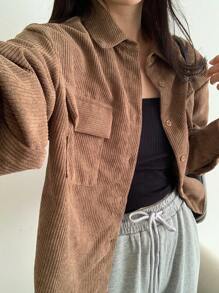 FRIFUL Women's Casual Jacket With Pocket Decor, Spring & Autumn Fall Clothes - Brown - View 6