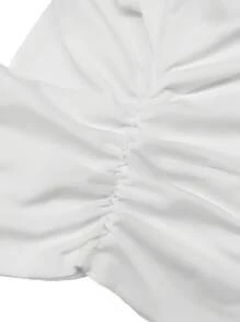 Slaydiva 新款性感日常约会可爱风圆领短袖修身蕾丝蝴蝶结印花白色T恤 - 白色 - 查看 5