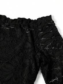 Gownix 一字肩上身蕾絲腰帶連身褲 - 黑色 - 查看 5