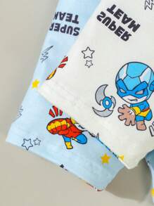 Set da 4 pezzi di pigiama per bambini piccoli, composto da maglietta a maniche corte e pantaloncini con stampa di supereroi e cartoni animati, morbido e confortevole