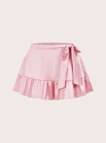 Festivalrock mit gerüschtem Saum und Knotendetail - Pink - Übersicht 6