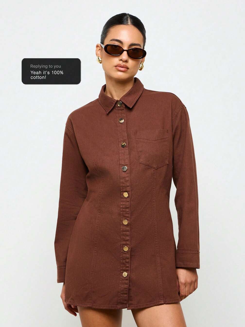 missguided denim shirt dress AiiRZ Fitted Button Down Long Sleeve Denim Shirt Dress Mini Length Western  Style Fall Winter Fashion Casual Day Wear｜MISSGUIDED