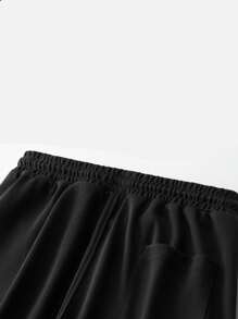 Manfinity Dauomo Men's Knight Print Drawstring Waist Casual Versatile Shorts - Black - View 3