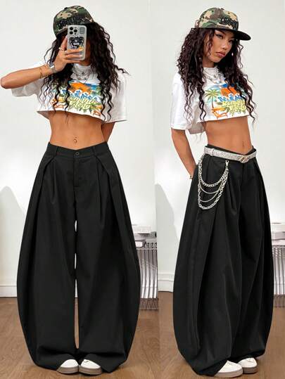 Coolane 女式夏季复古休闲嬉皮街头宽松军绿色裤子