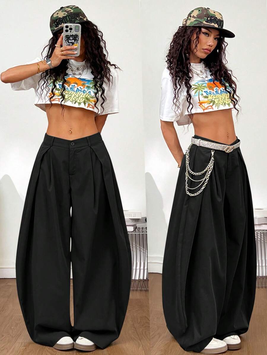 Coolane 女式夏季复古休闲嬉皮街头宽松军绿色裤子