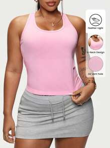 Easithlete Große Größen Nahtloses rosafarbenes Sport-Camisole für Damen - Pink - Übersicht 1