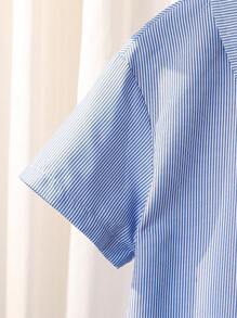 SHEIN 小女孩运动衫衬衫夹克，春秋季新款时尚儿童服装，粉色衬衫，时尚幼儿 - 藍色 - 查看 5