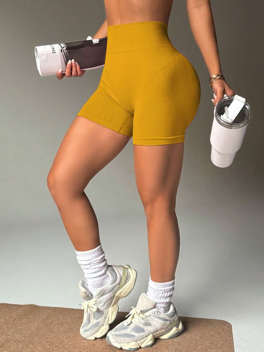 Gameset SHEIN Sport 女式高腰无缝弹力运动短裤