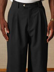 SUMWON Straight Fit Tailored Dress Pants Wide Leg Classic Business Professional Office Formal Wear Pleated Front Linen Look All Season Trousers
