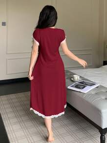 ثوب نوم نسائي ذو رقبة عميقة على شكل فرجار، أنيق للصيف