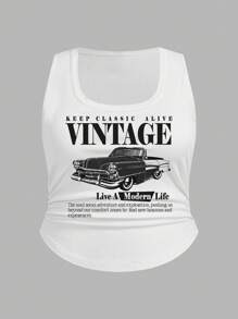 SHEIN SXY Plus Size Casual Minimalist Letter Graphic Camisole Tank Top, Suitable For Summer