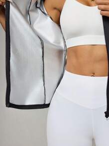 SHEIN Sports 女士运动运动夹克 - 黑色 - 查看 5