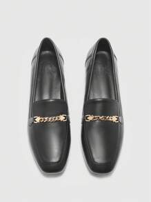 CUCCOO BIZCHIC 女式黑色方头舒适休闲日常百搭平底一脚蹬乐福鞋 - 黑色 - 查看 2