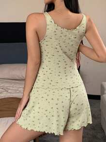 DAZY 2件套女士舒适碎花睡衣套装