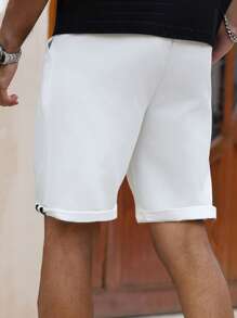 Manfinity Homme Pantalones cortos rectos de unicolor casuales para hombres