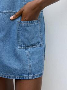 Maija Đầm denim thường ngày không tay cổ tròn mùa hè cho nữ - Rửa trung bình - Xem 7