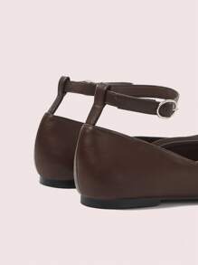 CUCCOO DOLLMOD Square Toe Coffee Brown Fashionable Sweet Flat Shoes - Coffee Brown - View 8