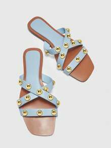 CUCCOO BIZCHIC Women's Fashion Studded Flat Sandals, Summer
