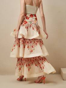 Anewsta Minifalda de alta calidad con estampado digital floral, sexy y exagerado de encaje, para el verano y la playa