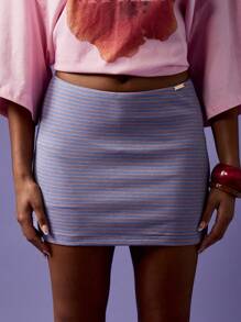 MISSGUIDED Active Lifestyle Mini Skort Running Sport Tennis Skirt Stripe Pattern Active Wear Skort For Workout Dance Casual Activities - Blue - View 5