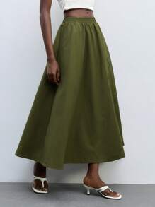 Maija Spódnica damska casualowa w jednolitym kolorze z elastyczną talią i rozcięciem w kształcie litery A